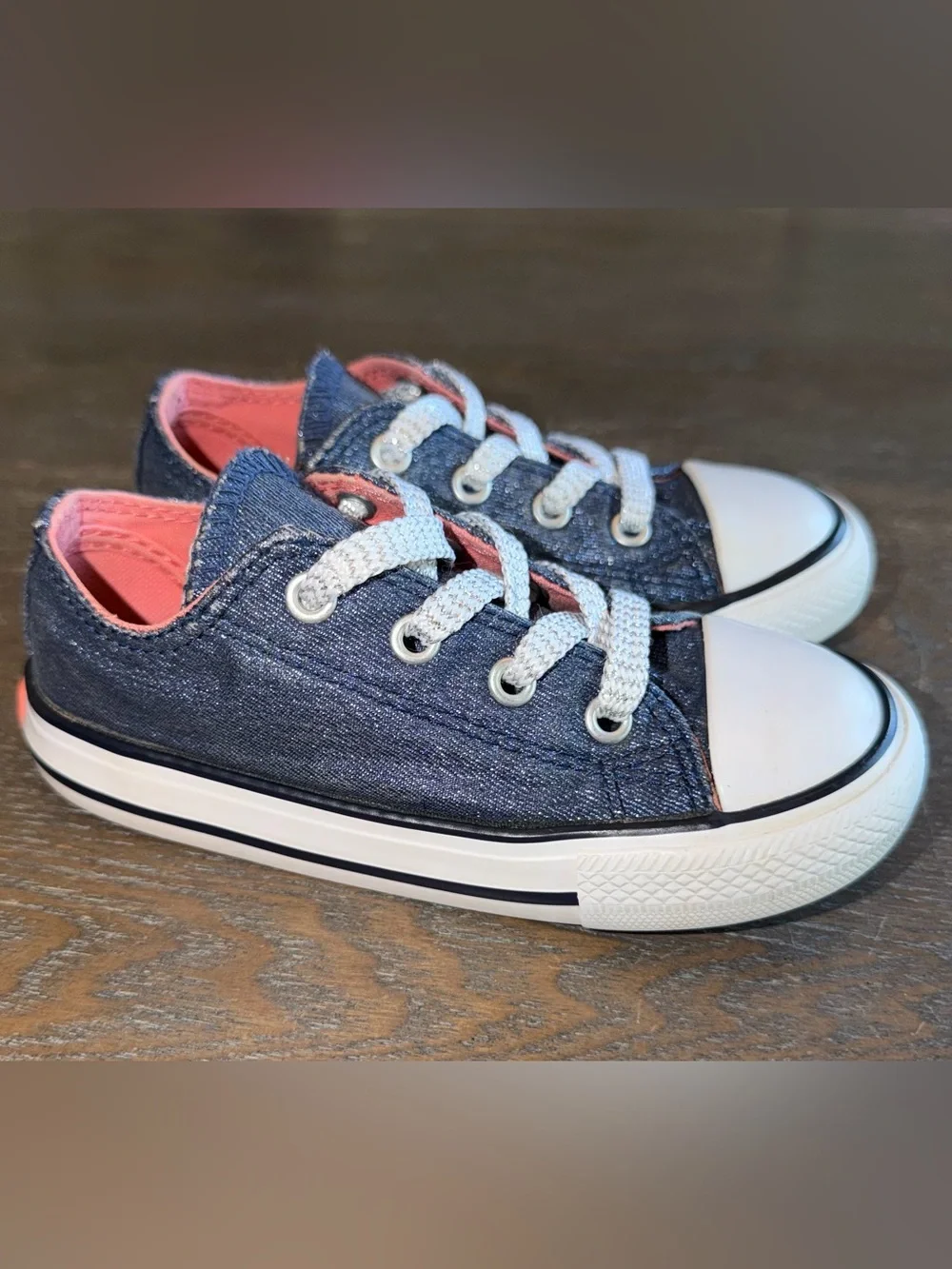 Metallic Navy Converse All Star Chuck Taylor Low Top Sneakers size 8